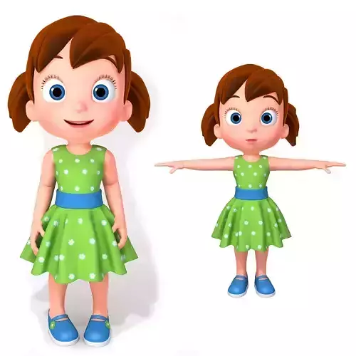 Cartoon Little Girl Rigged 3D model Cartoon Little Girl Rigged 3D model