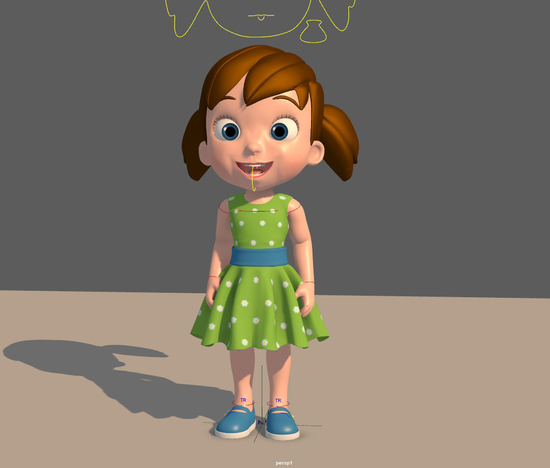 Cartoon Little Girl Rigged 3D model_46