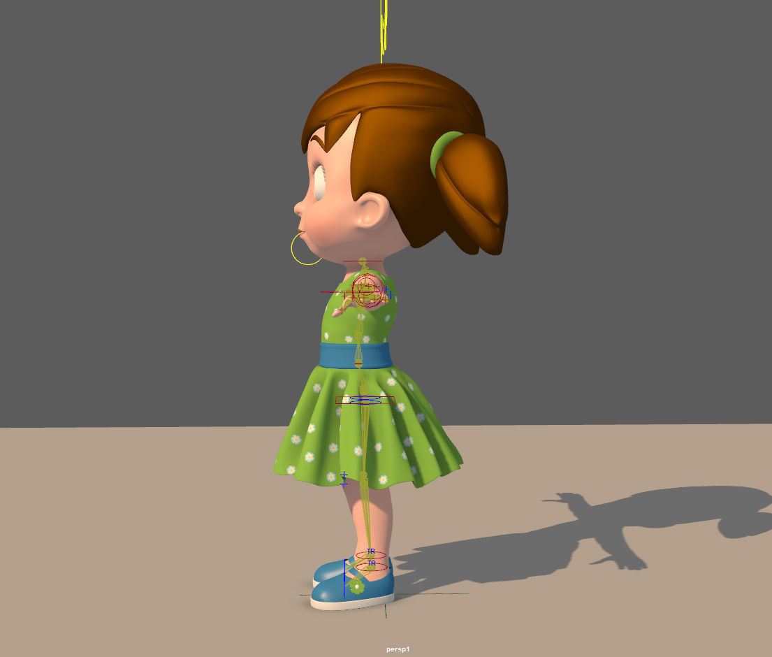 Cartoon Little Girl Rigged 3D model_24