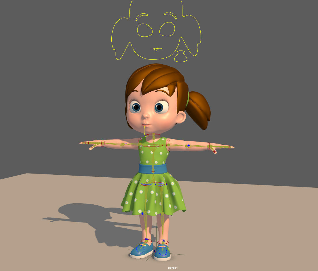 Cartoon Little Girl Rigged 3D model_23