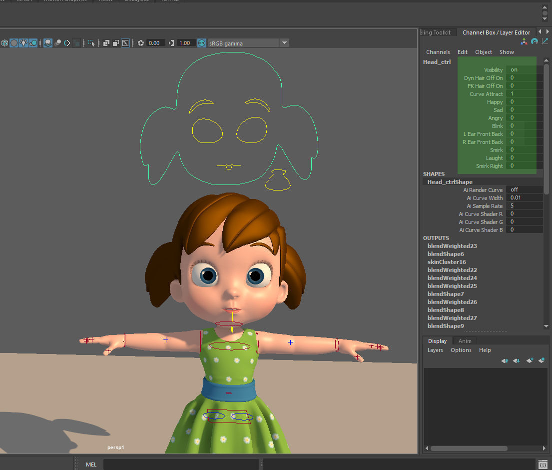Cartoon Little Girl Rigged 3D model_29
