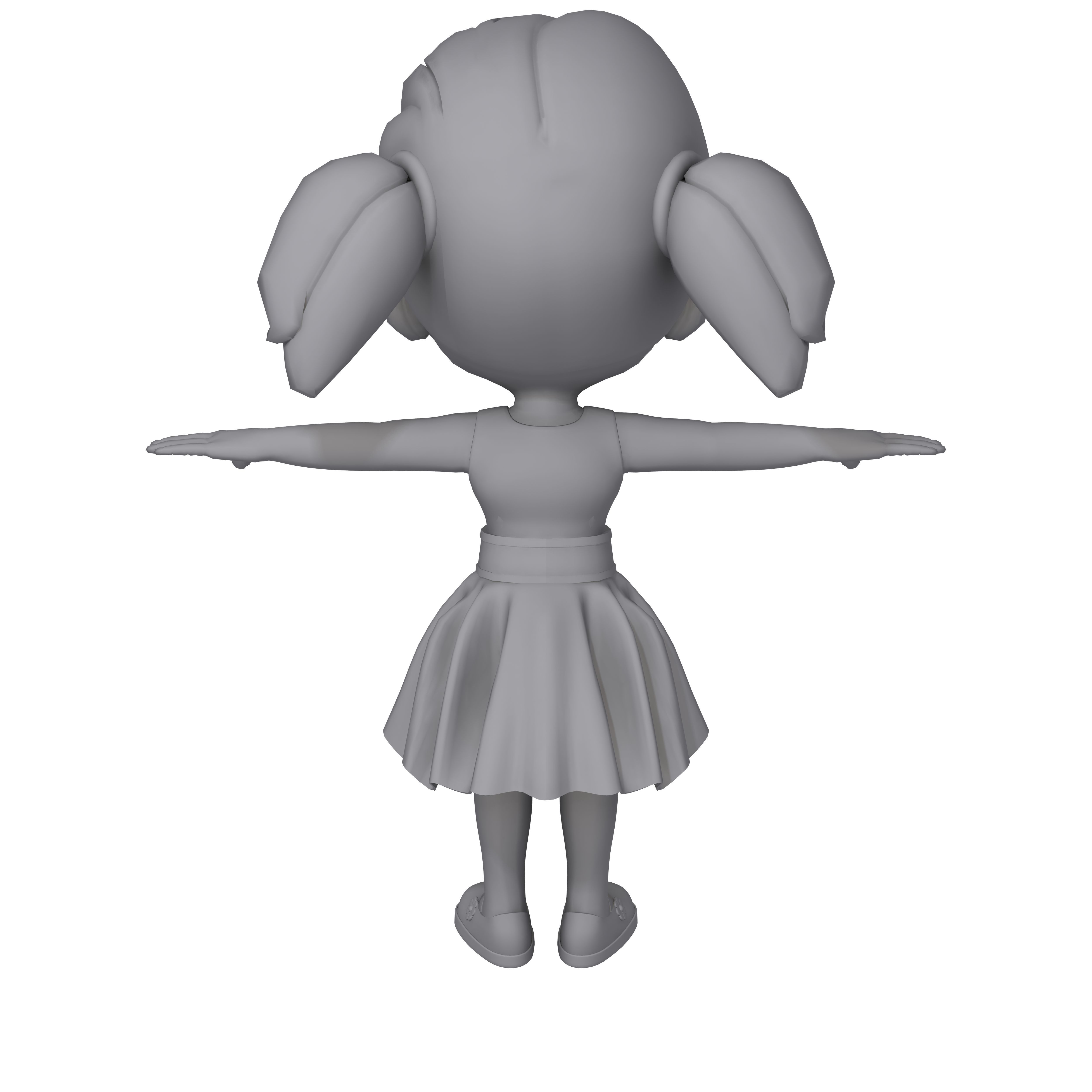 Cartoon Little Girl Rigged 3D model_11
