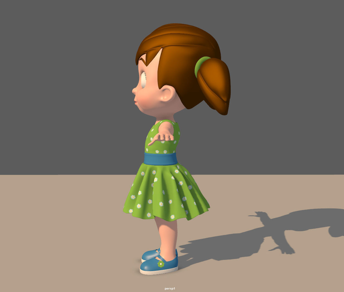 Cartoon Little Girl Rigged 3D model_13