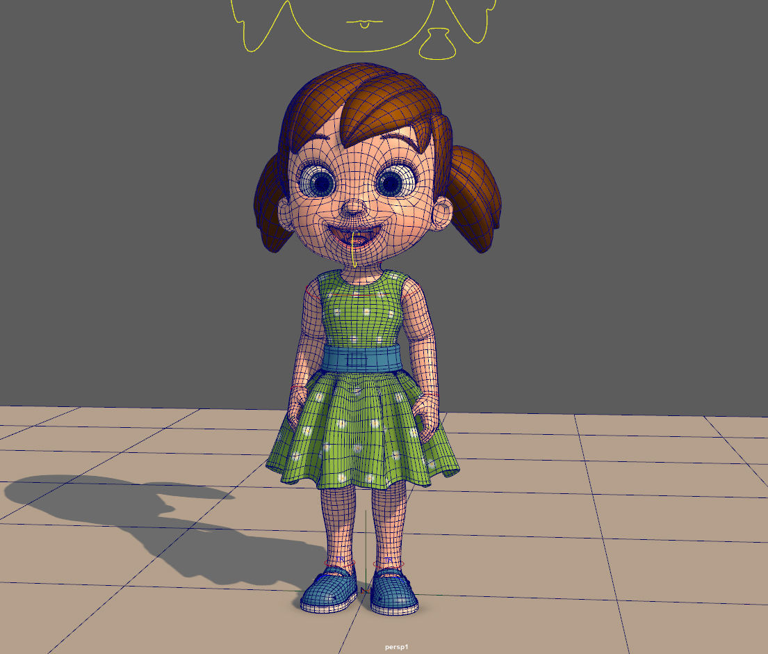 Cartoon Little Girl Rigged 3D model_44