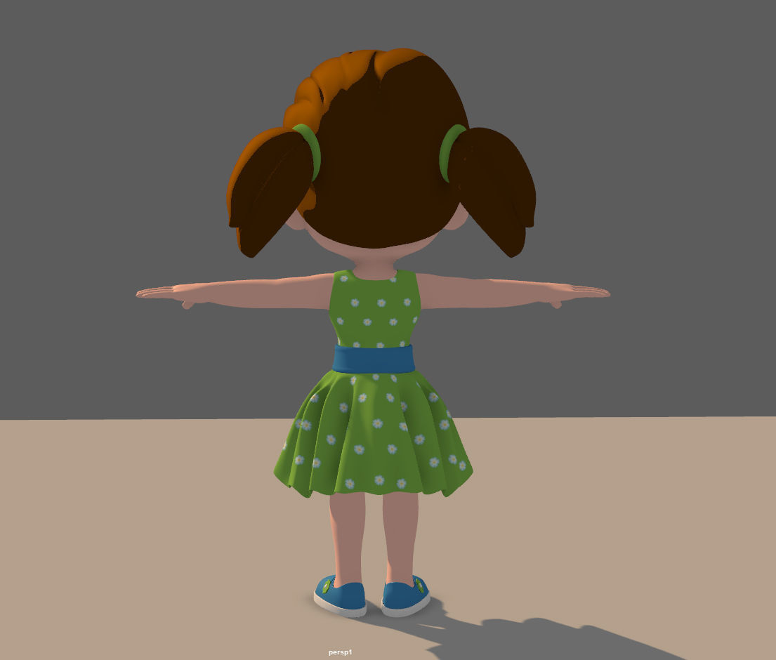 Cartoon Little Girl Rigged 3D model_14