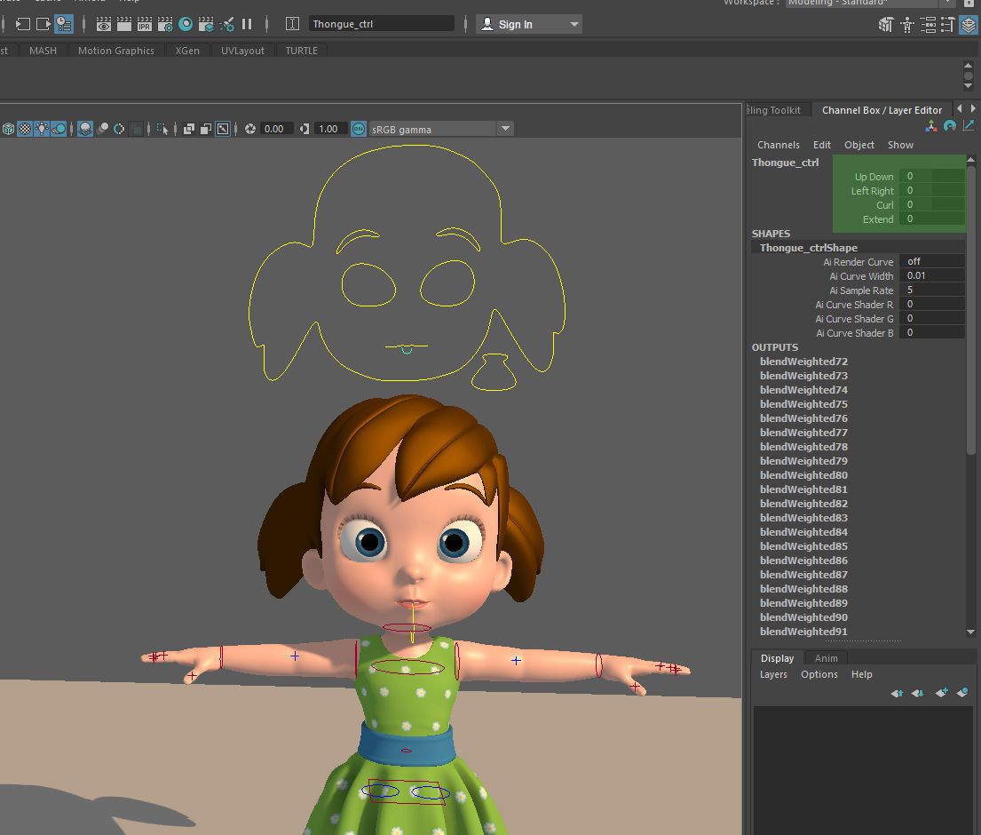 Cartoon Little Girl Rigged 3D model_32