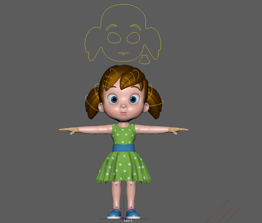 Cartoon Little Girl Rigged 3D model_49