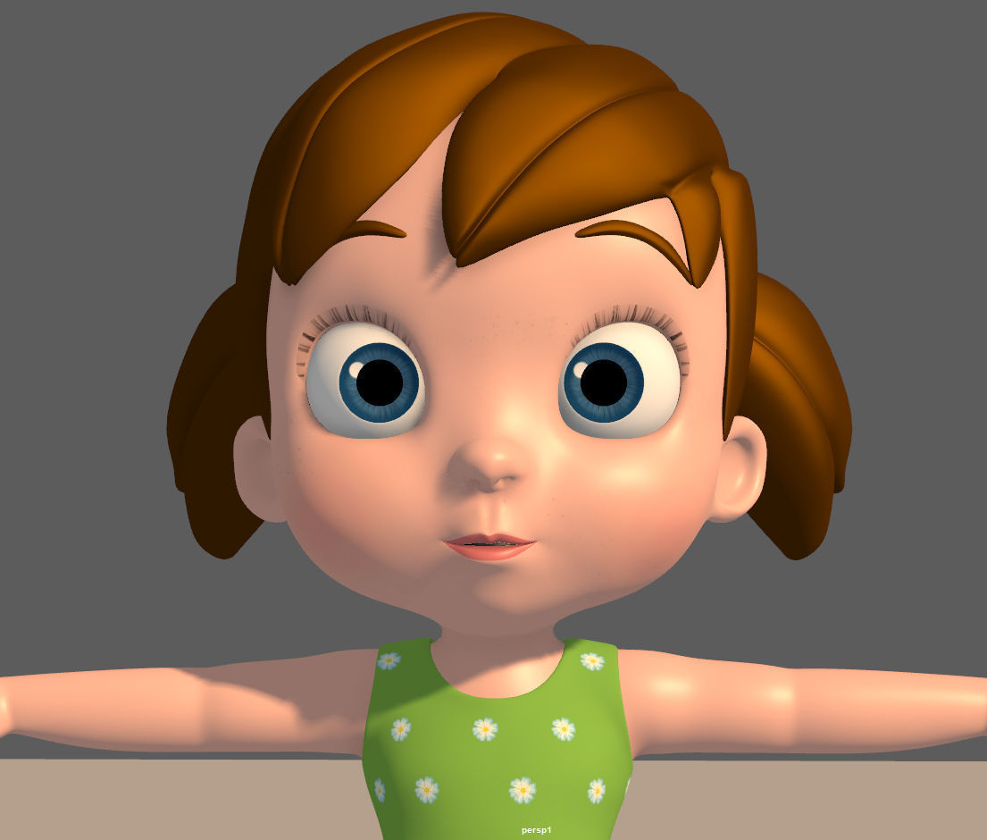 Cartoon Little Girl Rigged 3D model_17