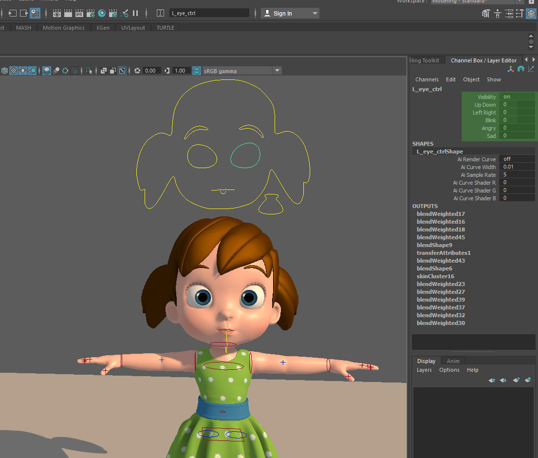 Cartoon Little Girl Rigged 3D model_33