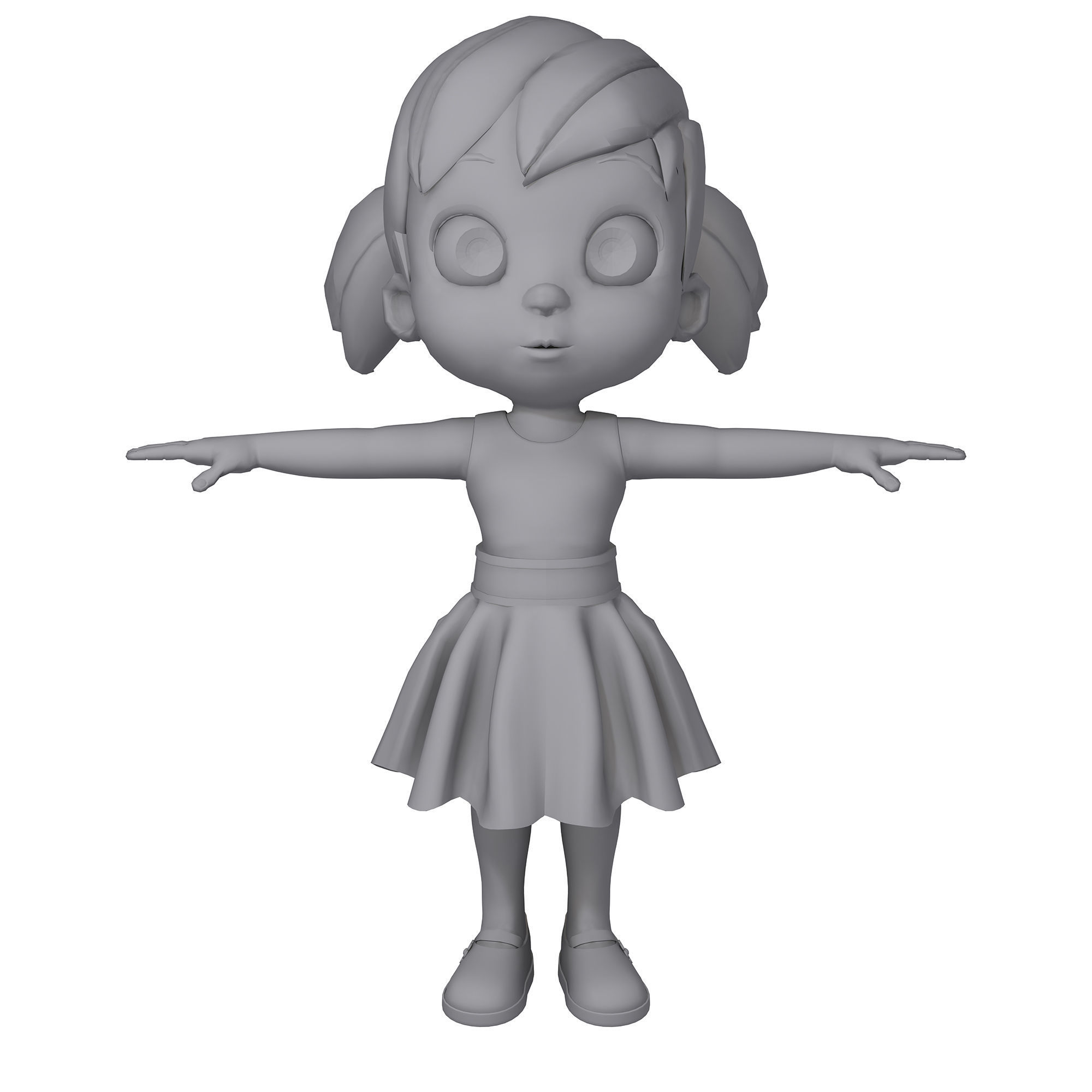 Cartoon Little Girl Rigged 3D model_10