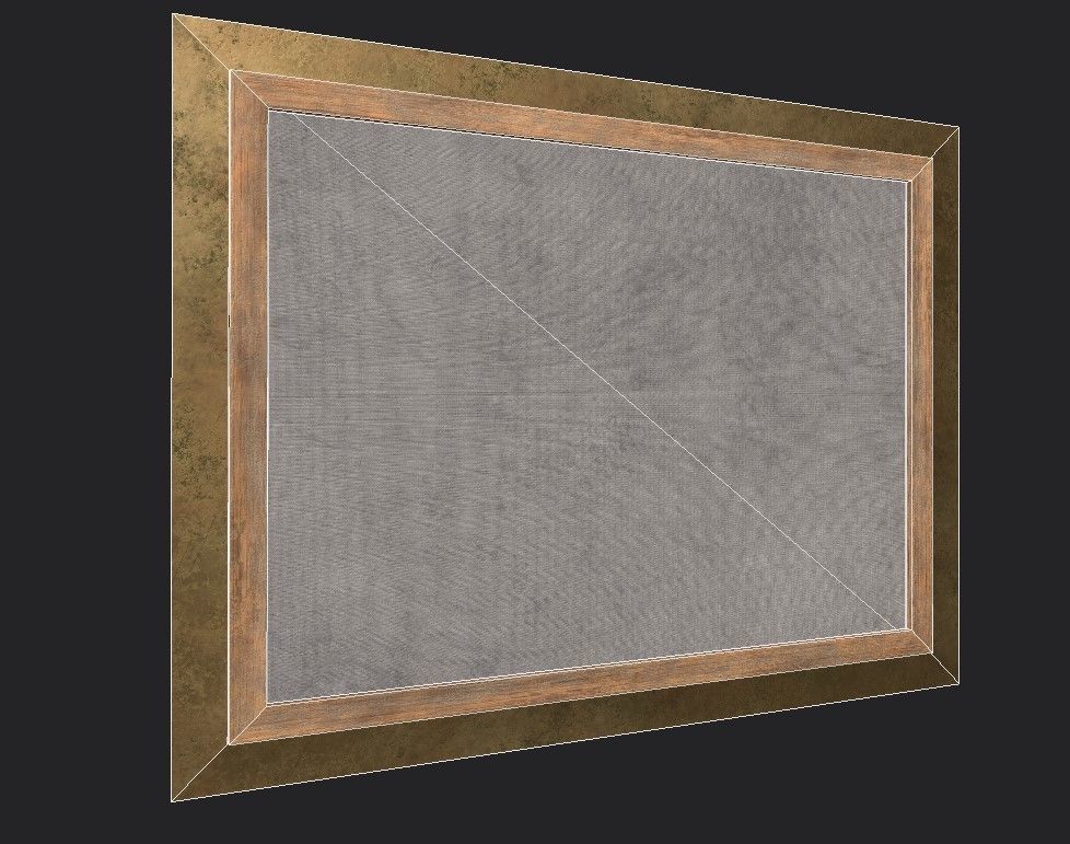 Bronze Frame with Stretcher and Van Gogh Oil Painting Low-poly 3D model_7