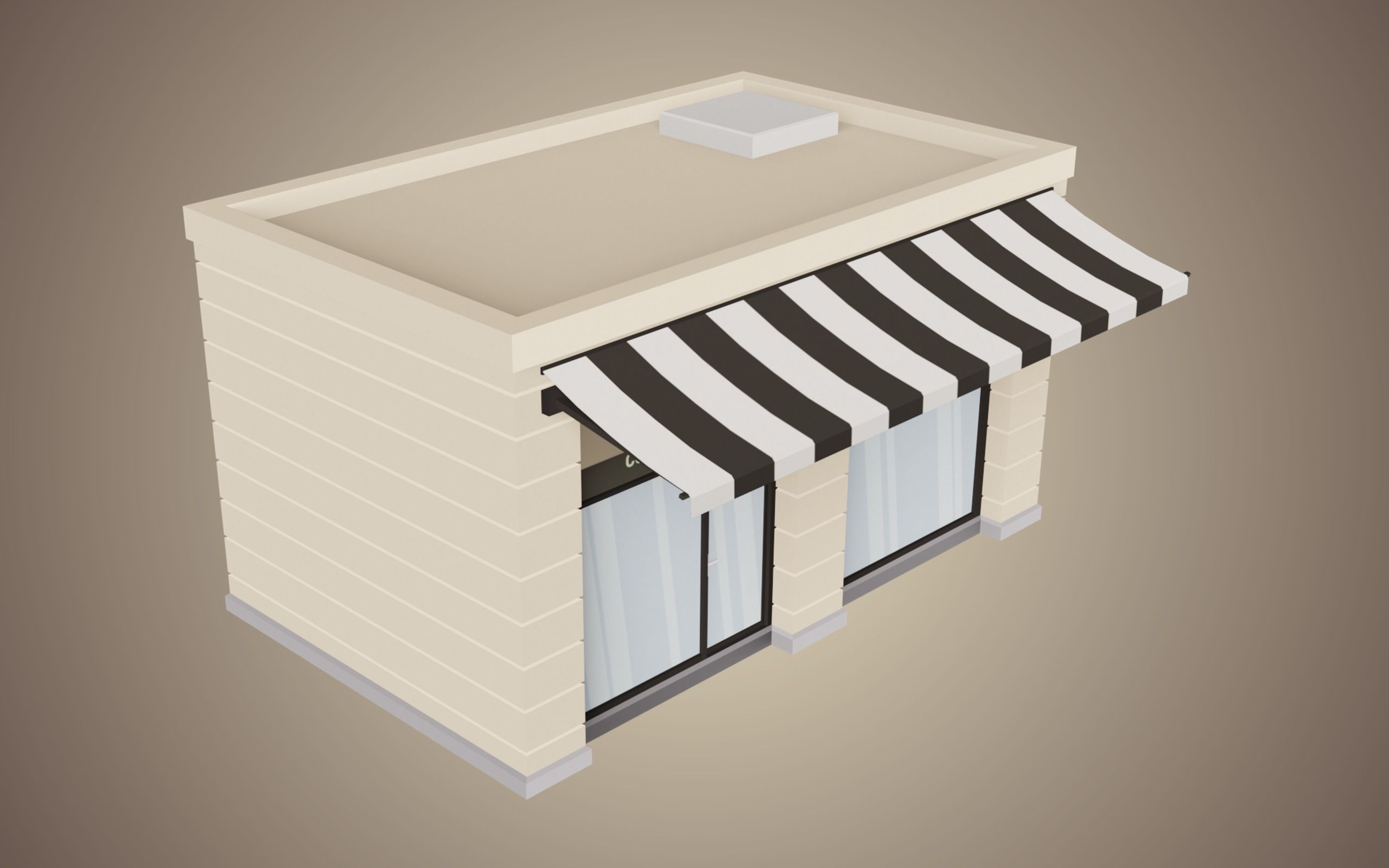 Coffee Shop Low Poly 01 Low-poly 3D model_3