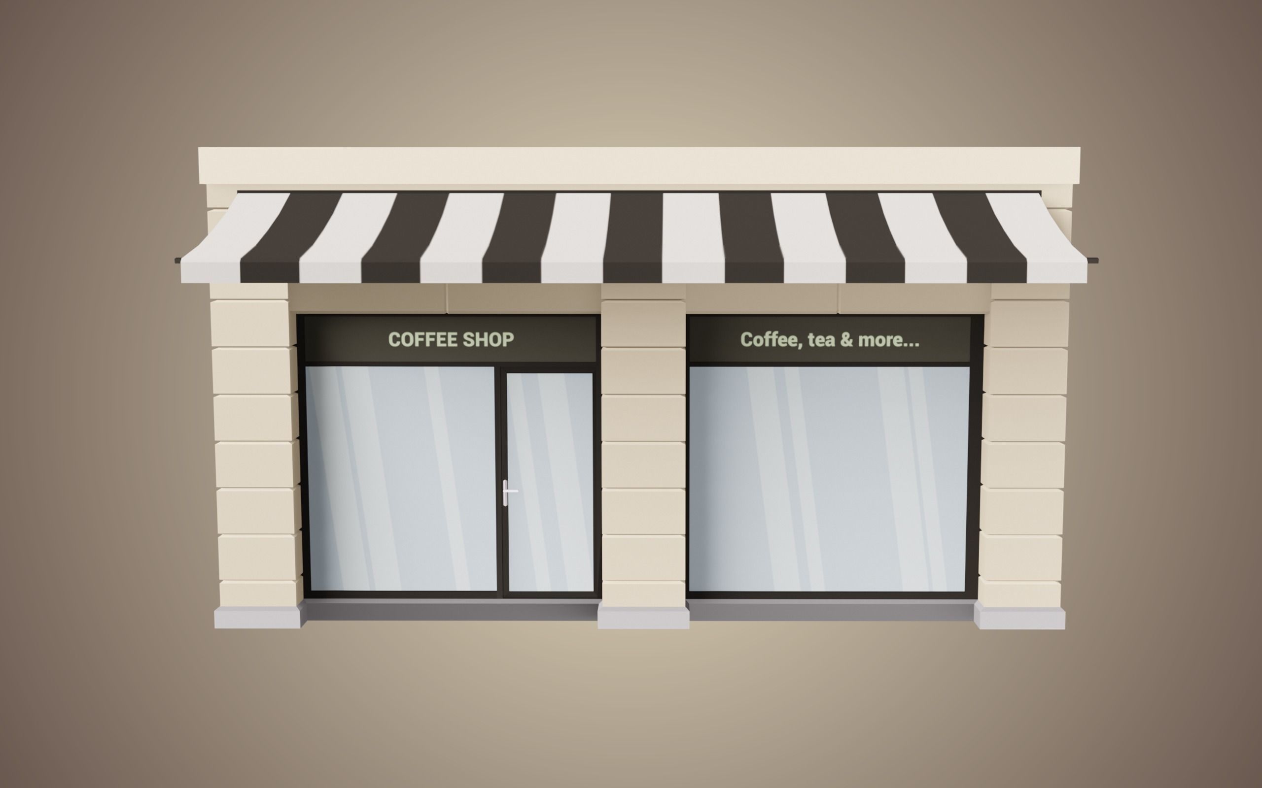 Coffee Shop Low Poly 01 Low-poly 3D model_1