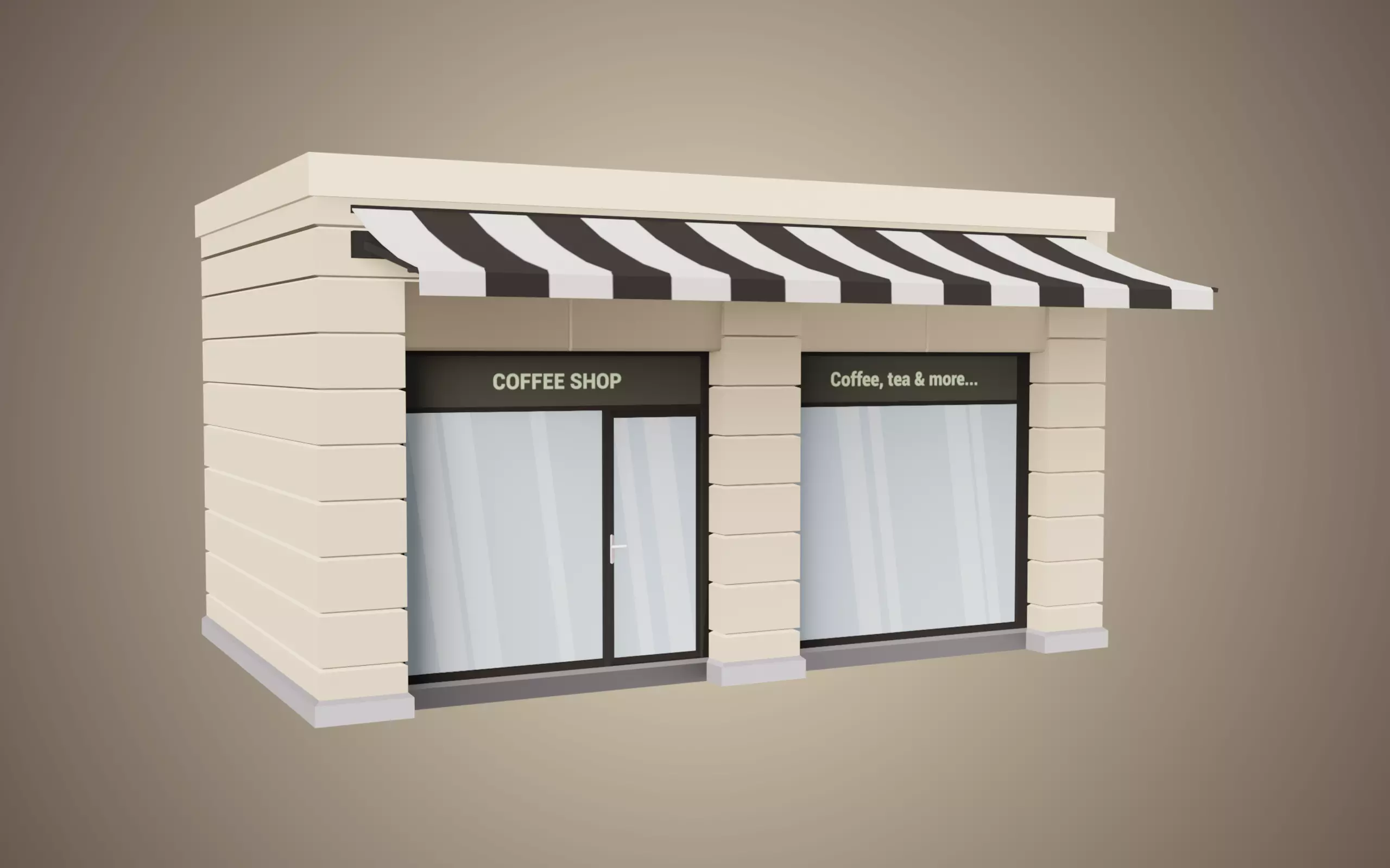 Coffee Shop Low Poly 01 Low-poly 3D model_0