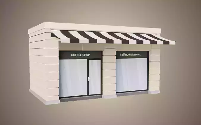 Coffee Shop Low Poly 01 Low-poly 3D model