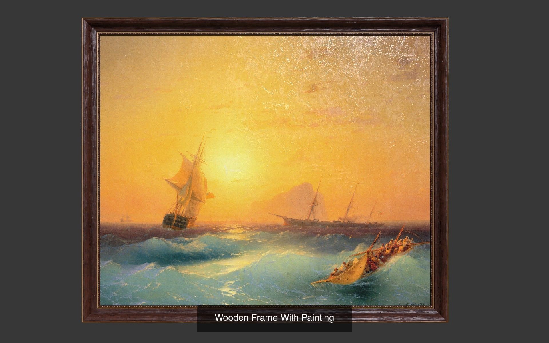 Marine Oil Paintings with Wooden Frames 3D Model Collection_8