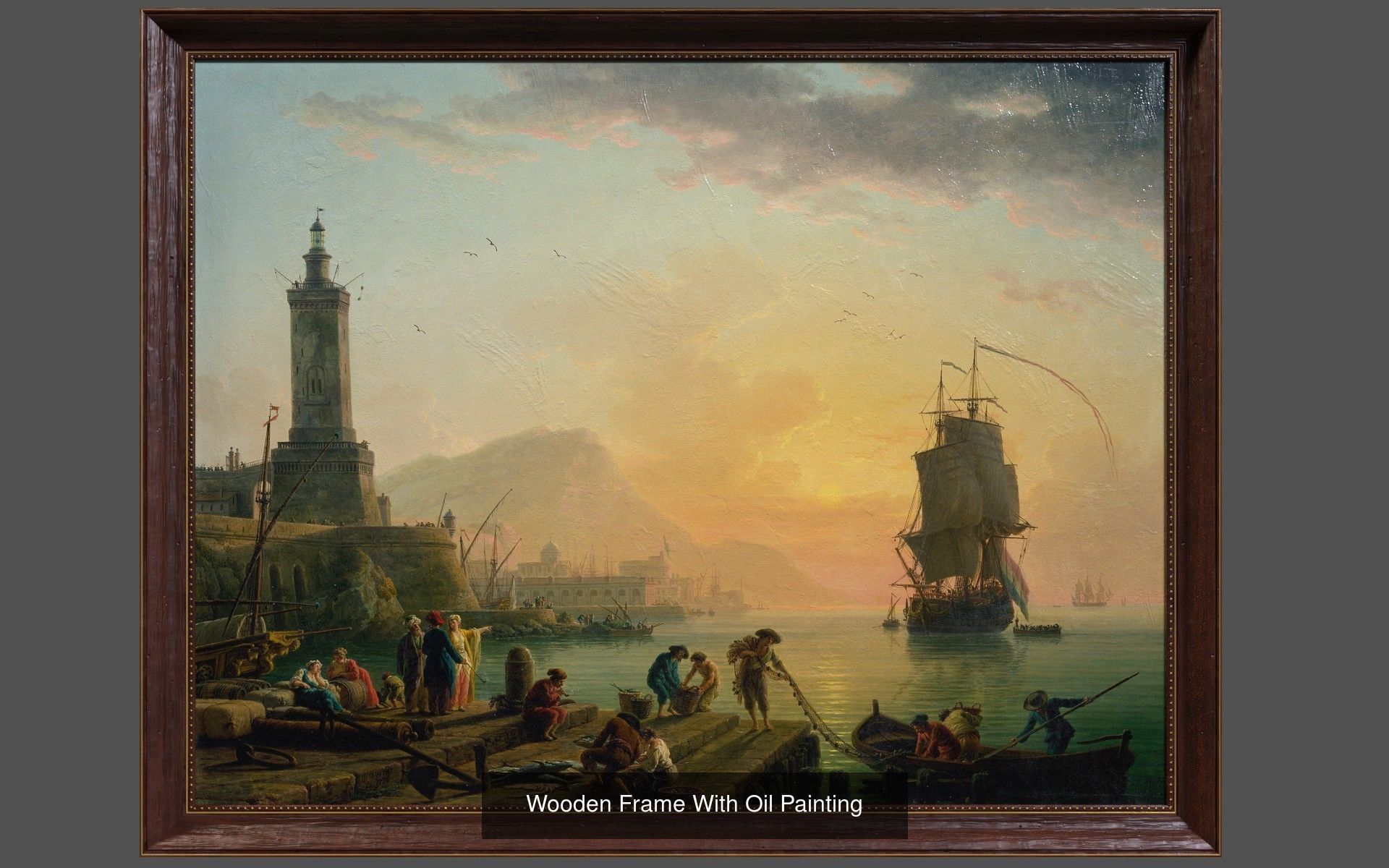 Marine Oil Paintings with Wooden Frames 3D Model Collection_11