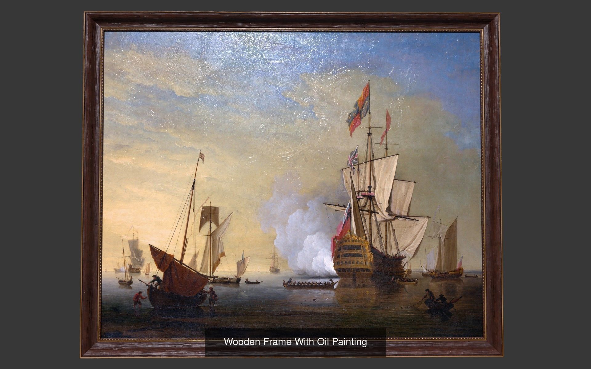 Marine Oil Paintings with Wooden Frames 3D Model Collection_12