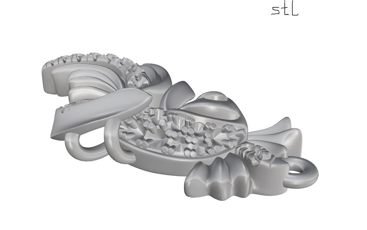 Gold fish necklace 3d printable Nature jewelry Diamond pendant 3D print model_14