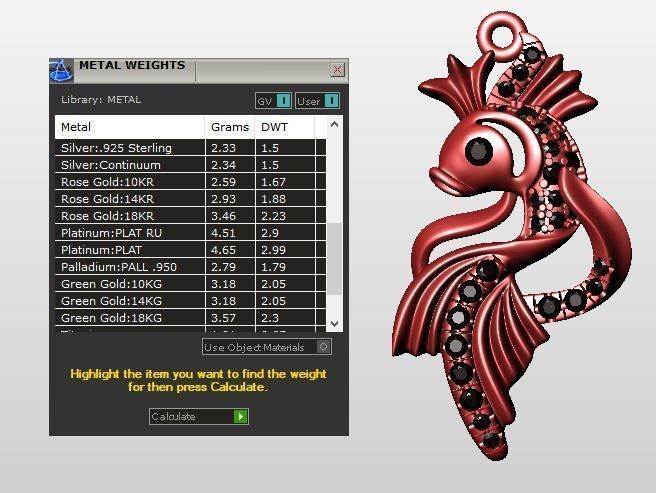 Gold fish necklace 3d printable Nature jewelry Diamond pendant 3D print model_6