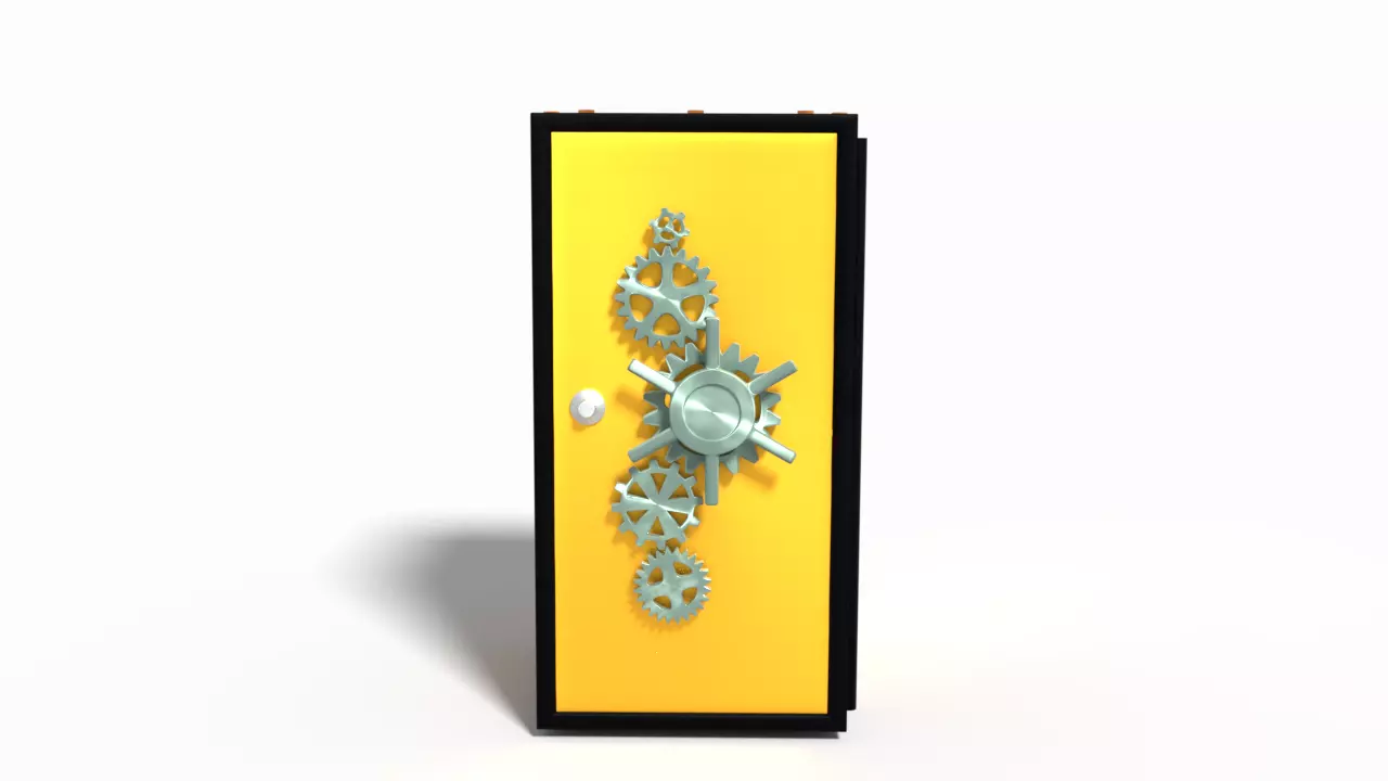 Safe 3D box with gears 3D model_0