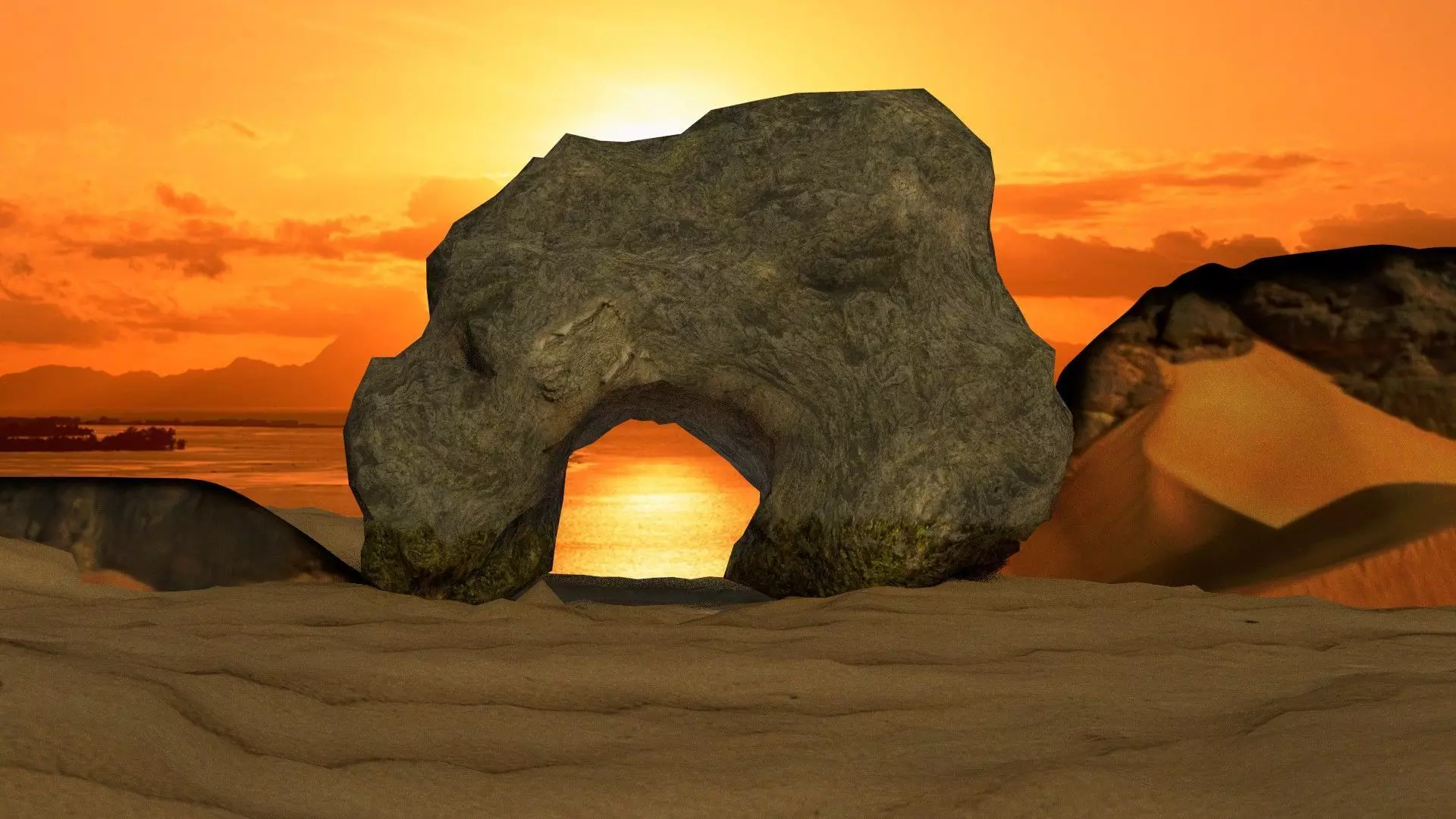 Low poly stone arch Low-poly 3D model_0