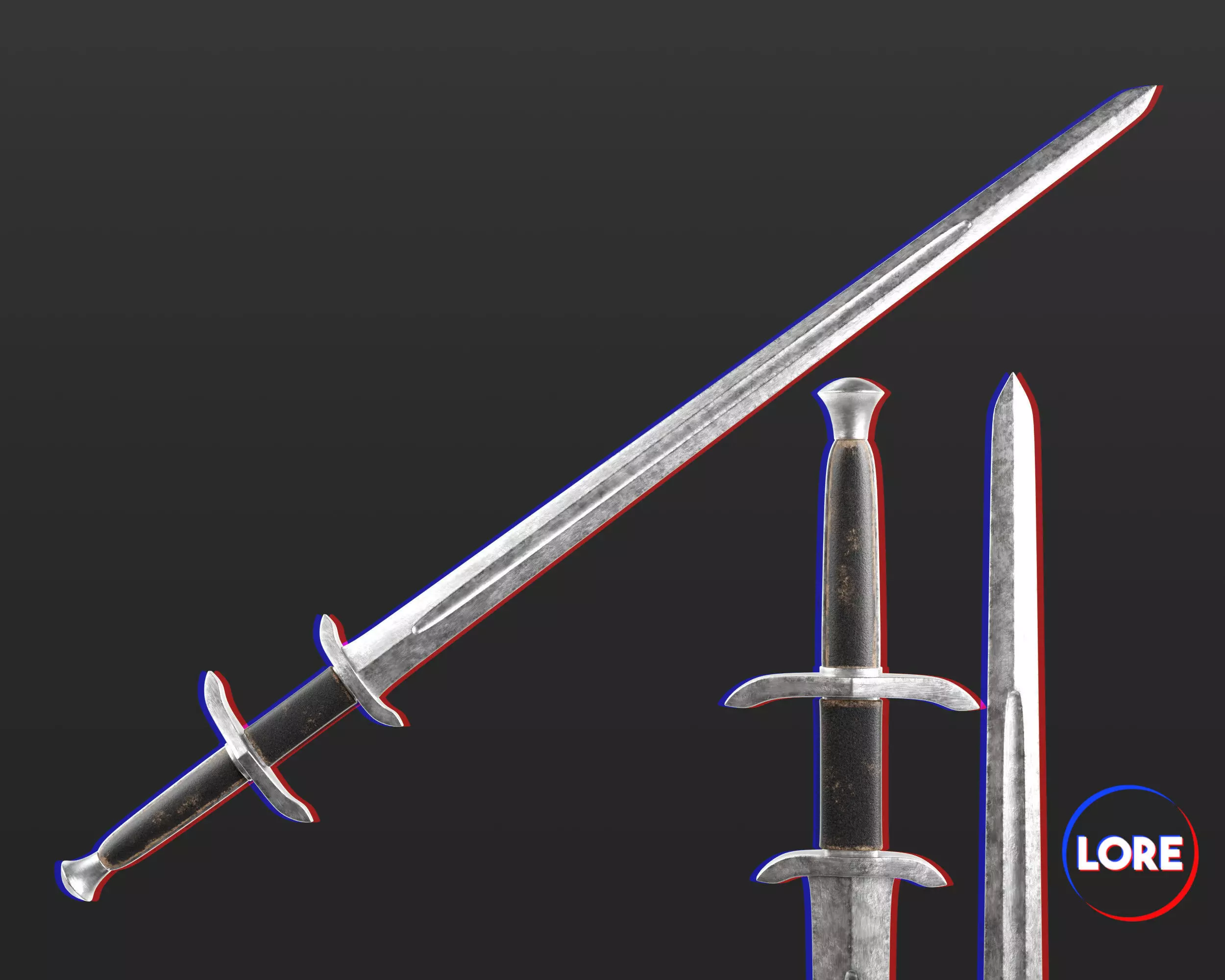 Medieval Elegant Weapon Long Sword Low-poly 3D model