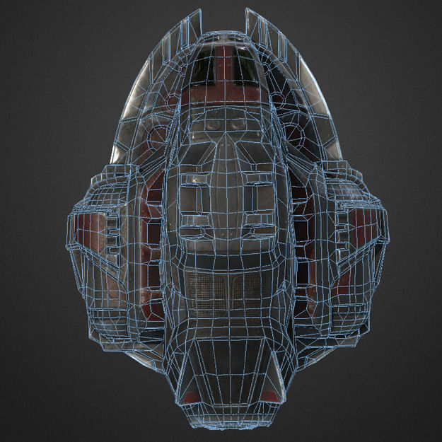 Lowpoly Pirate SpaceShip Low-poly 3D model_4