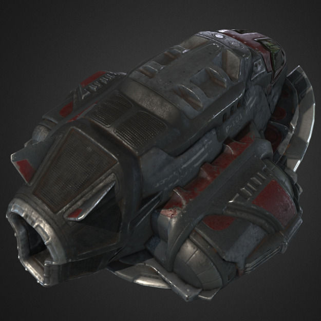 Lowpoly Pirate SpaceShip Low-poly 3D model_1