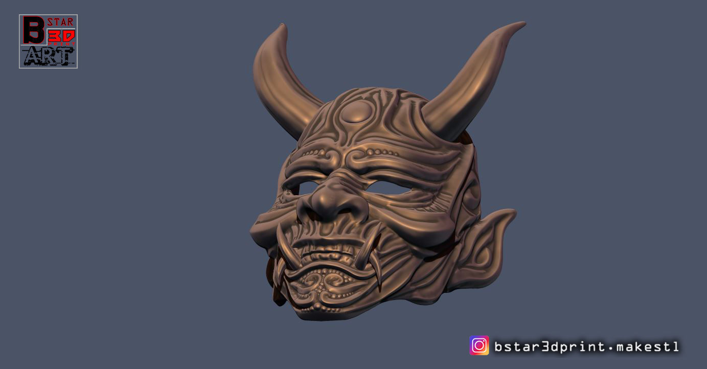 Devil Mask-Hannya Mask-Samurai Mask-Satan mask  for cosplay 3D print model_8