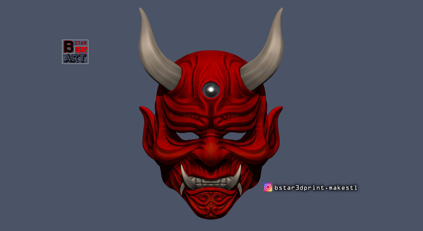 Devil Mask-Hannya Mask-Samurai Mask-Satan mask  for cosplay 3D print model_9