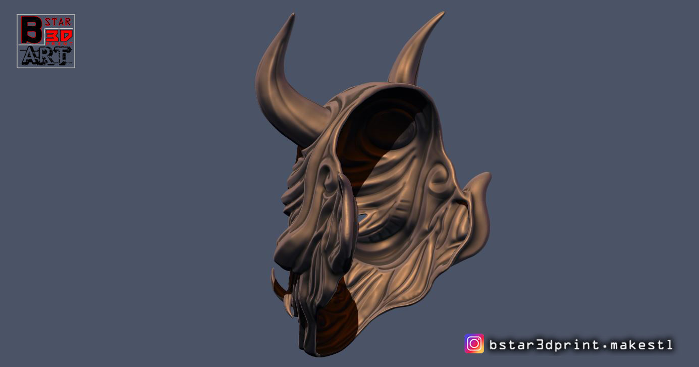 Devil Mask-Hannya Mask-Samurai Mask-Satan mask  for cosplay 3D print model_4