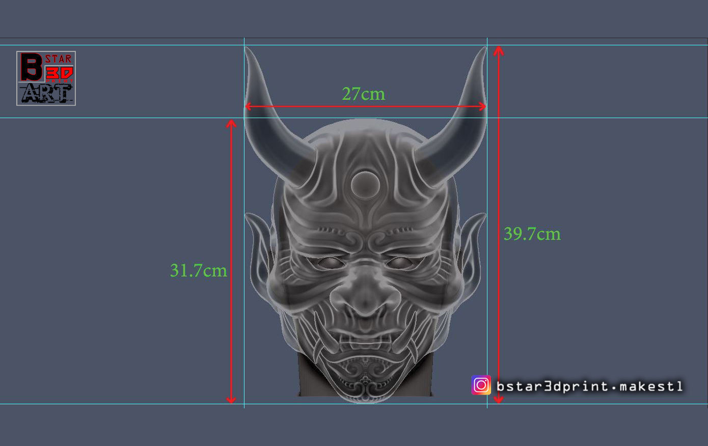 Devil Mask-Hannya Mask-Samurai Mask-Satan mask  for cosplay 3D print model_19