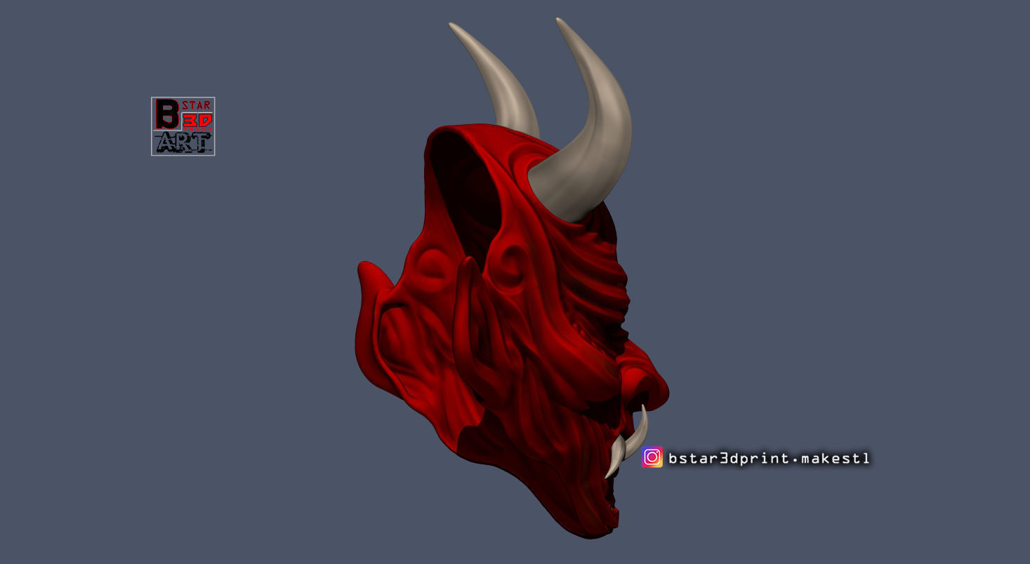 Devil Mask-Hannya Mask-Samurai Mask-Satan mask  for cosplay 3D print model_13
