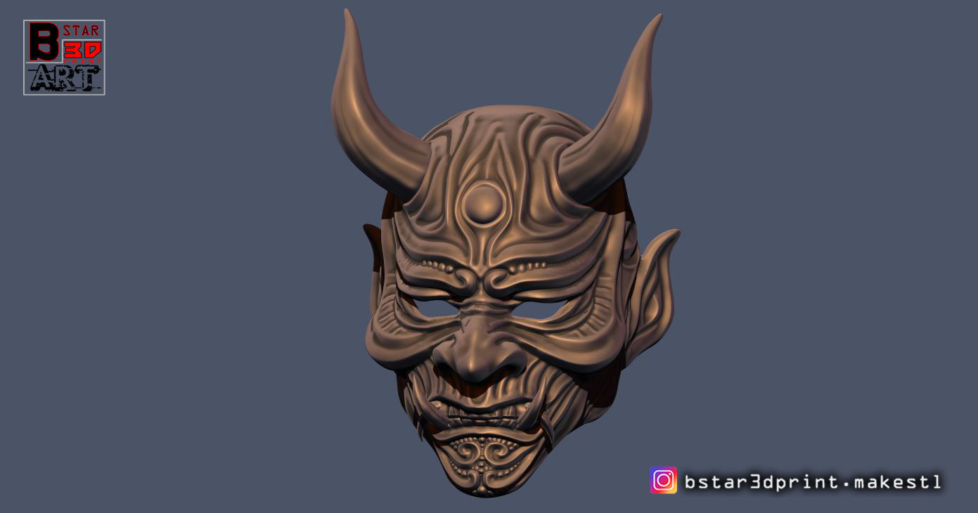 Devil Mask-Hannya Mask-Samurai Mask-Satan mask  for cosplay 3D print model_1