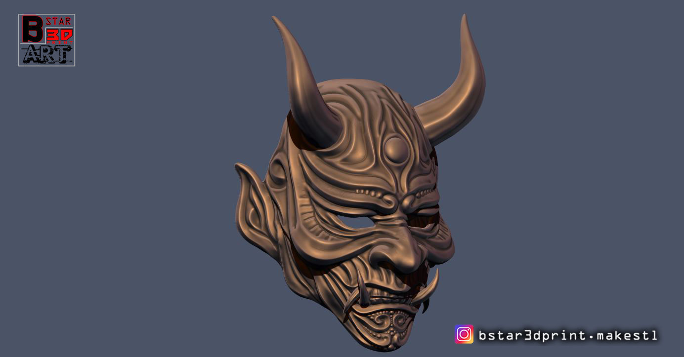 Devil Mask-Hannya Mask-Samurai Mask-Satan mask  for cosplay 3D print model_7