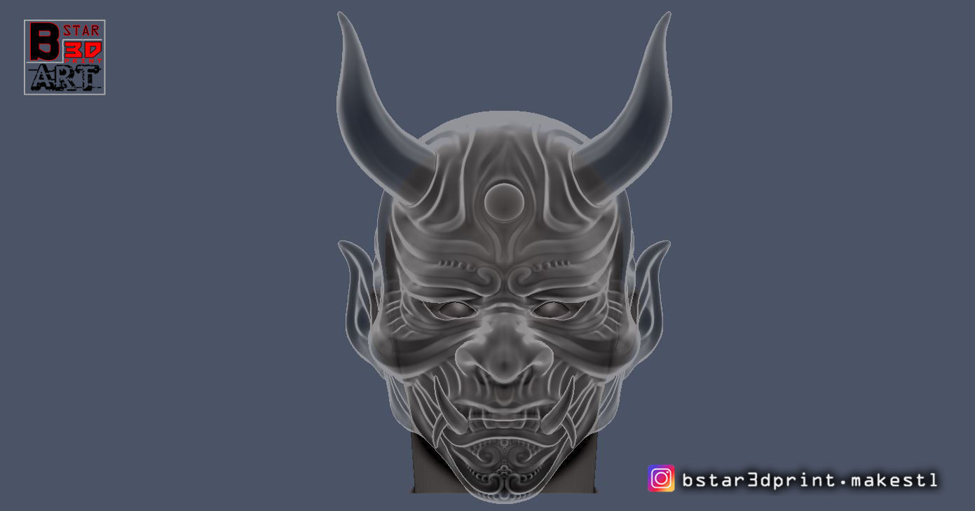 Devil Mask-Hannya Mask-Samurai Mask-Satan mask  for cosplay 3D print model_16