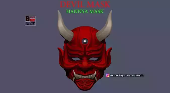 Devil Mask-Hannya Mask-Samurai Mask-Satan mask  for cosplay 3D print model