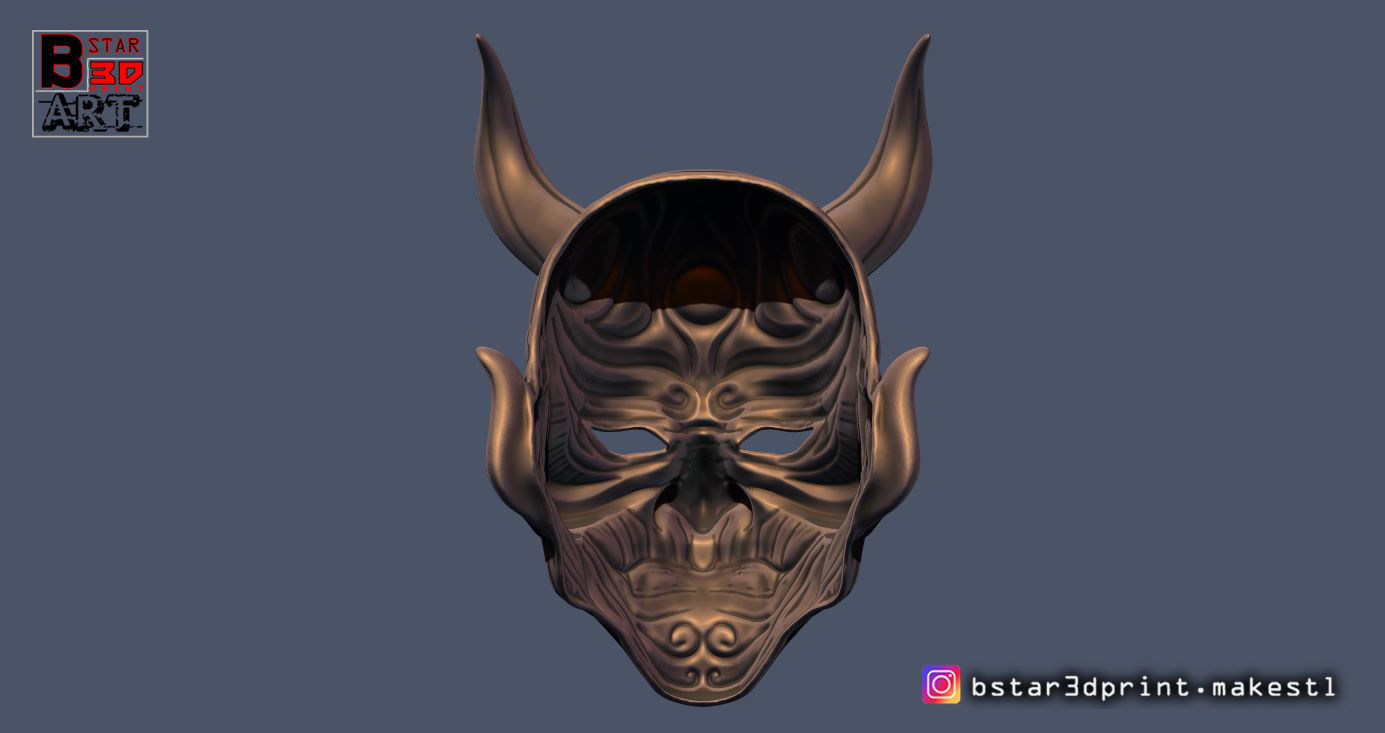 Devil Mask-Hannya Mask-Samurai Mask-Satan mask  for cosplay 3D print model_5