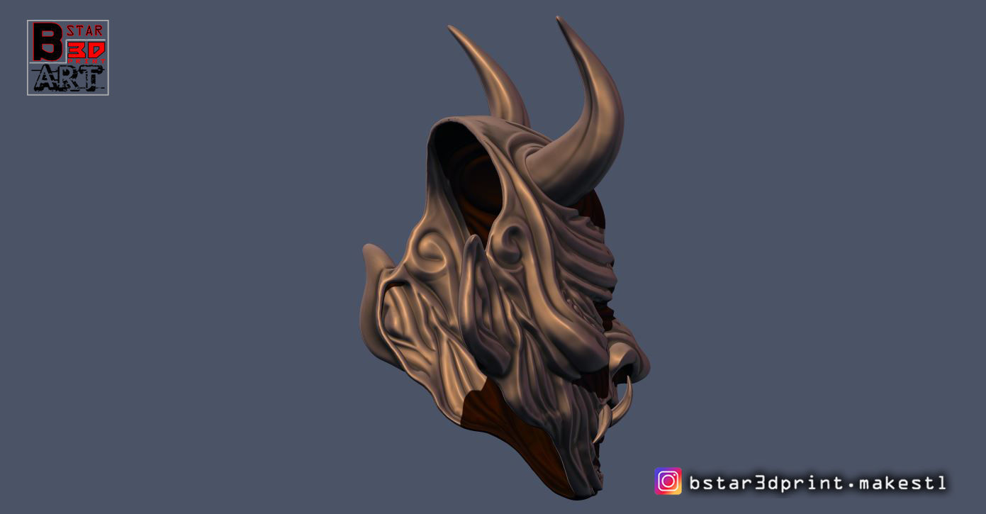 Devil Mask-Hannya Mask-Samurai Mask-Satan mask  for cosplay 3D print model_6