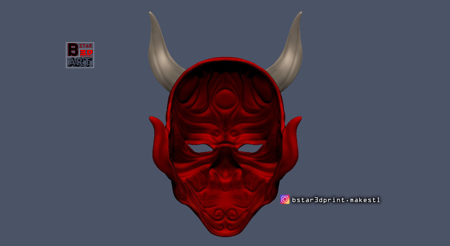Devil Mask-Hannya Mask-Samurai Mask-Satan mask  for cosplay 3D print model_11