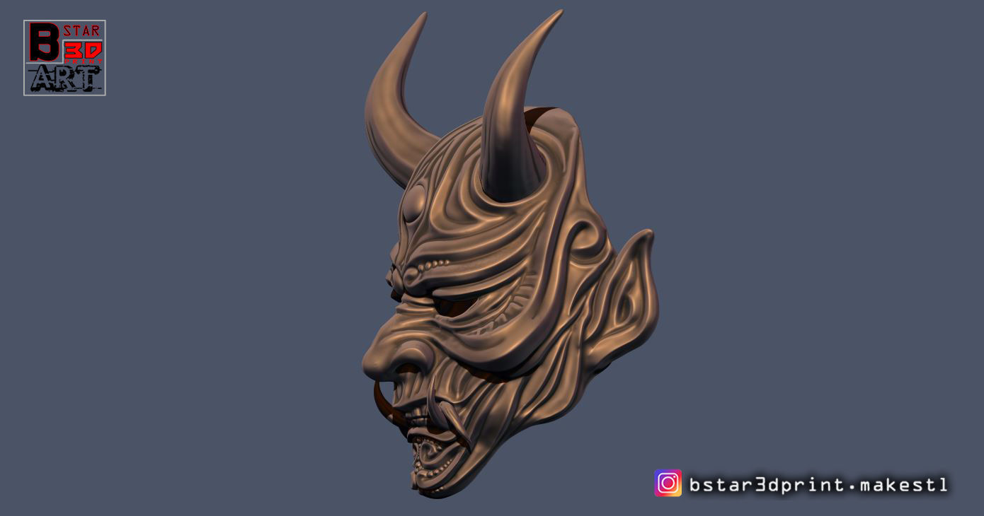 Devil Mask-Hannya Mask-Samurai Mask-Satan mask  for cosplay 3D print model_2