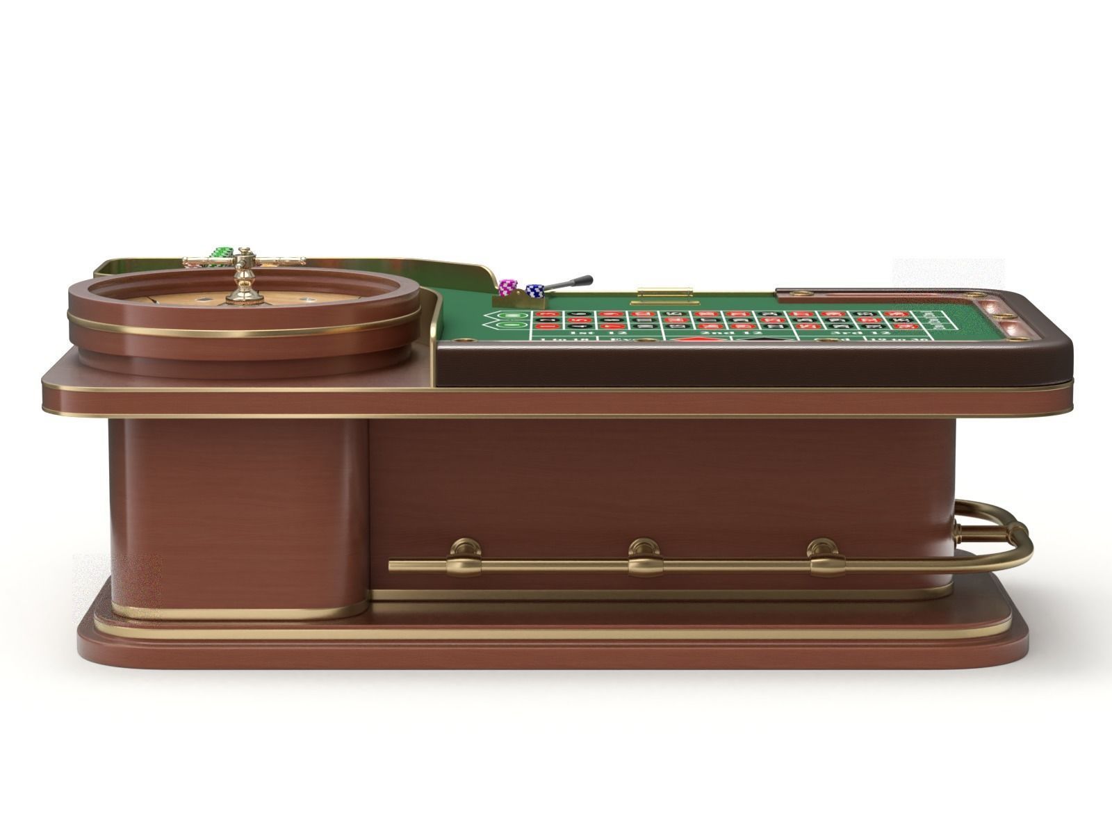 American and European Roulette Table 3D model_14