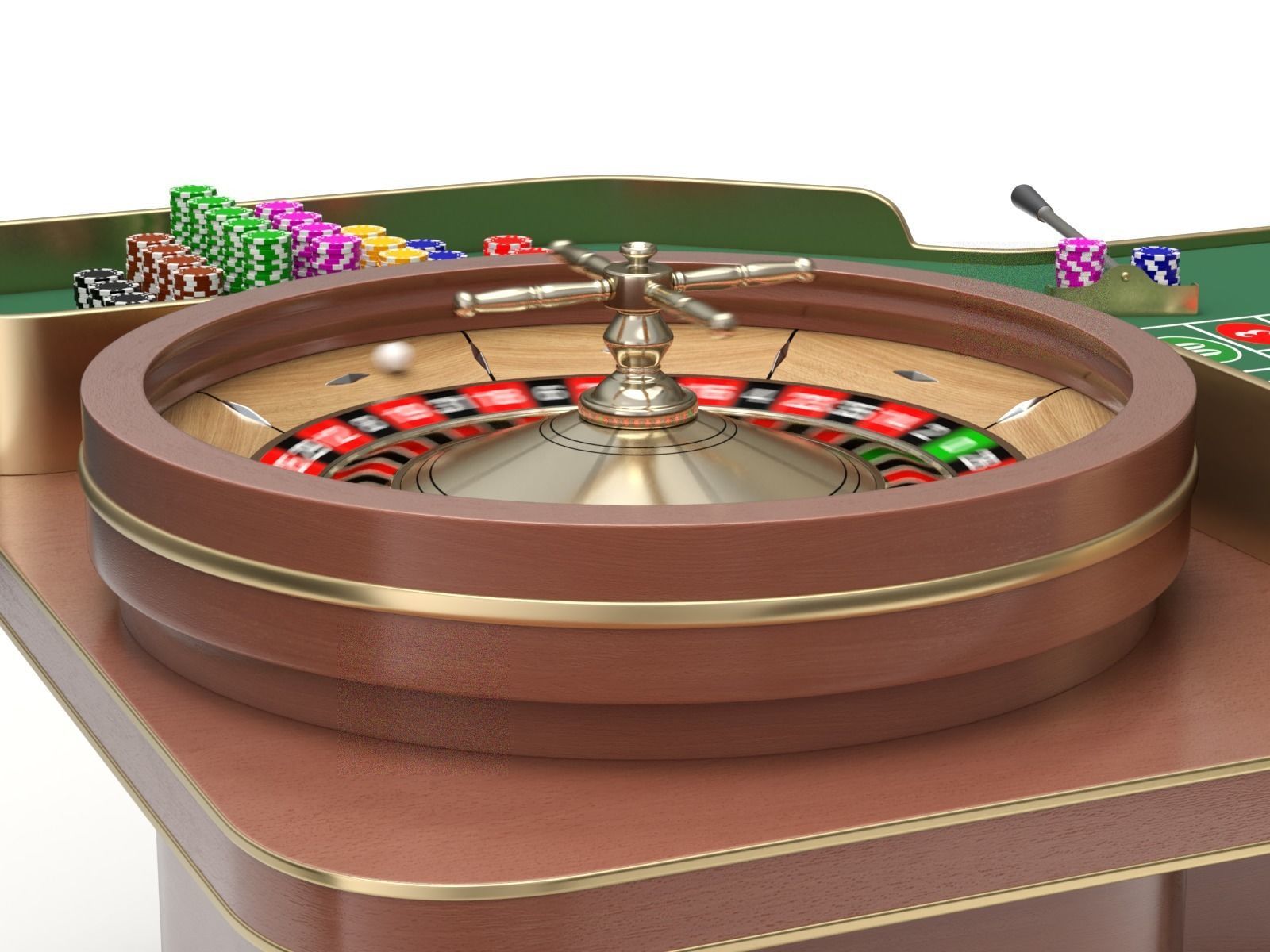 American and European Roulette Table 3D model_20