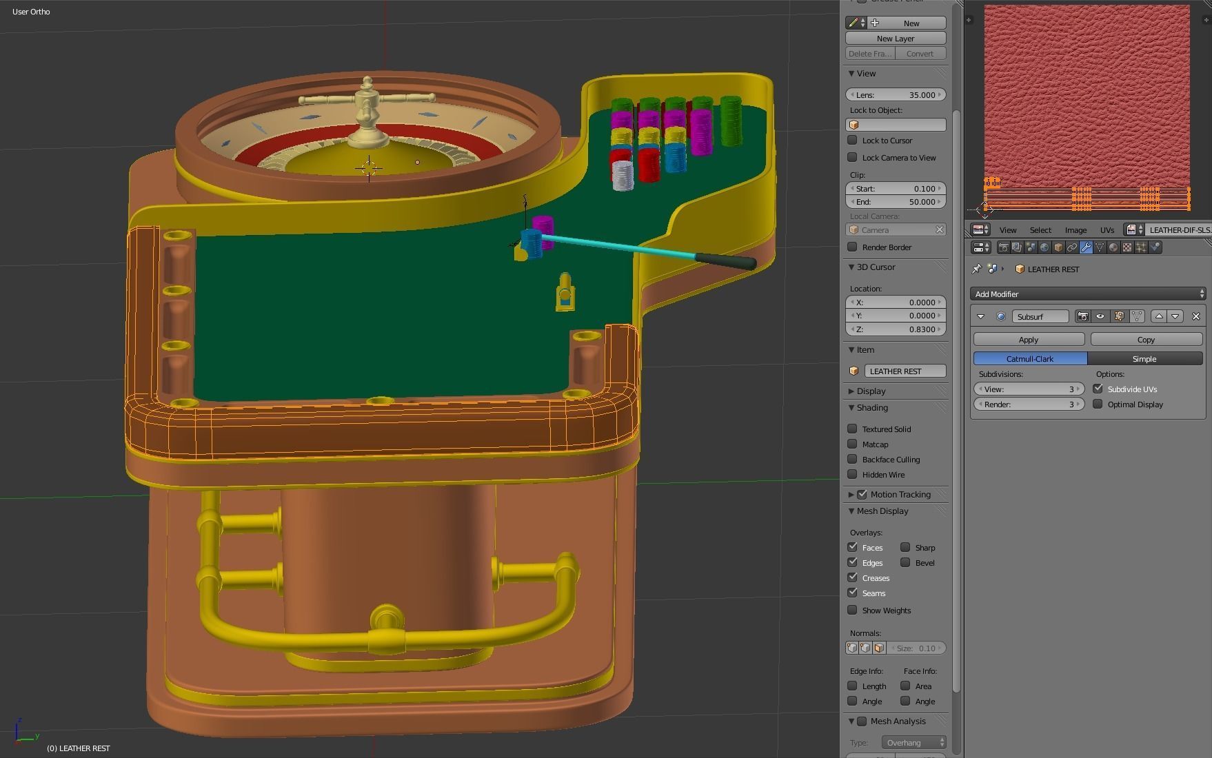 American and European Roulette Table 3D model_31