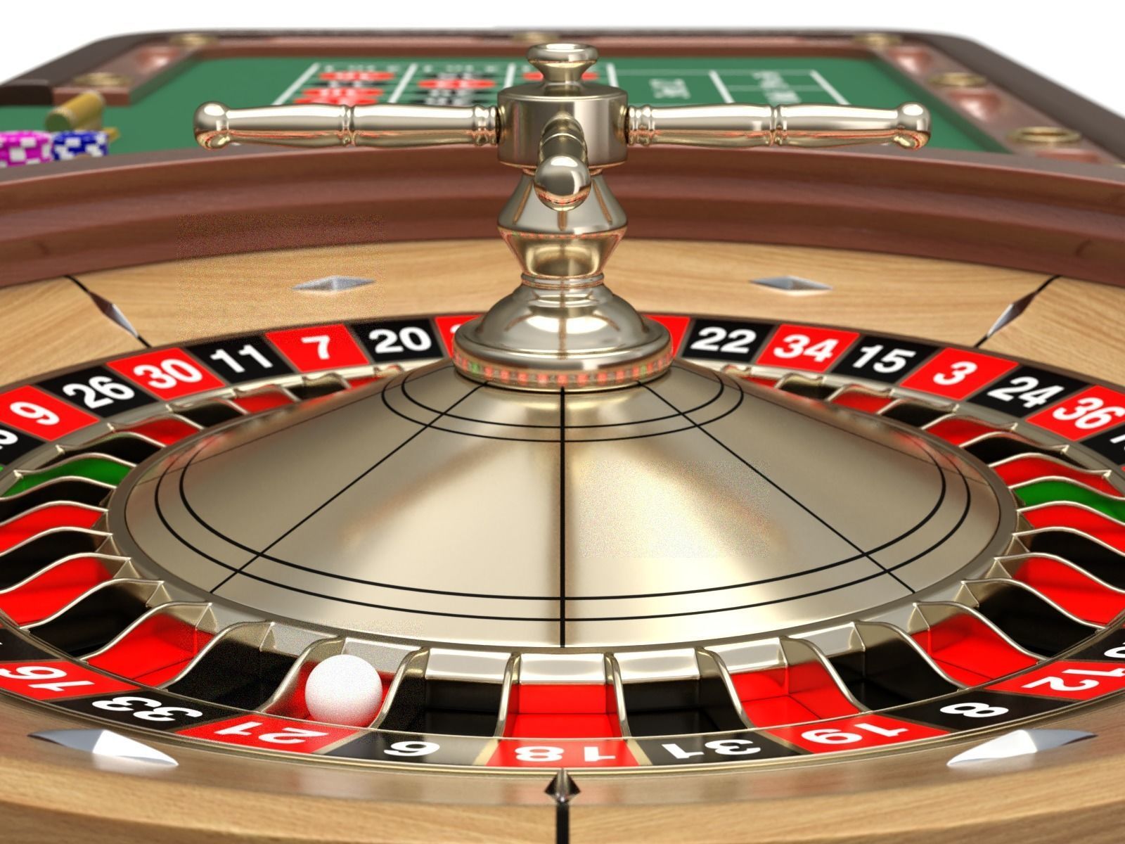 American and European Roulette Table 3D model_7