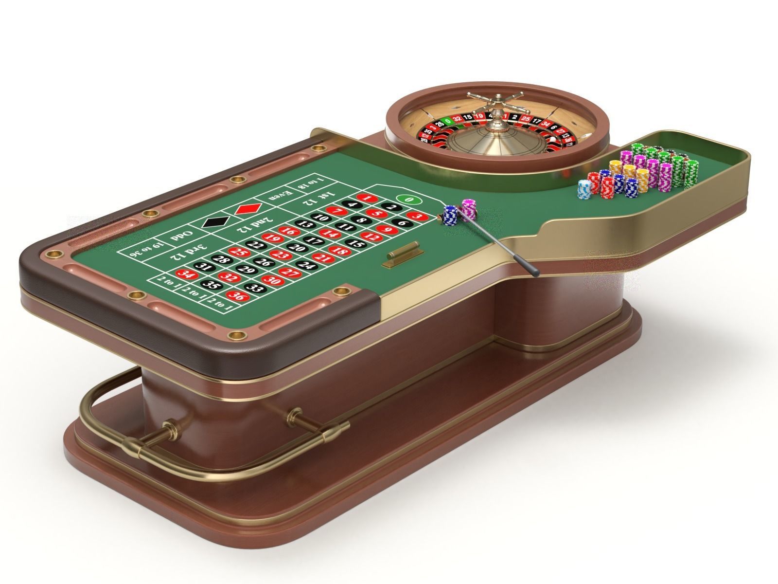 American and European Roulette Table 3D model_10