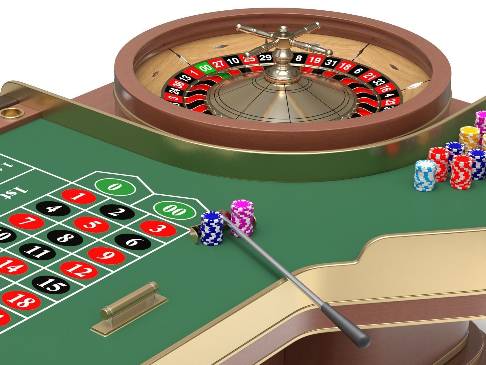 American and European Roulette Table 3D model_8
