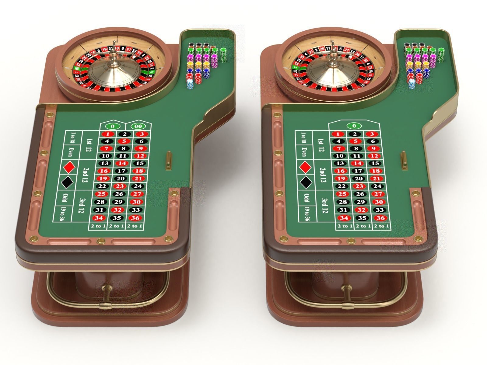 American and European Roulette Table 3D model_3