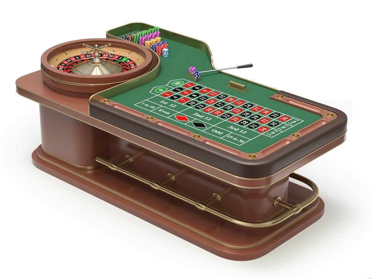 American and European Roulette Table 3D model_4